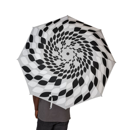 Umbrella with black and white pattern on a white background
