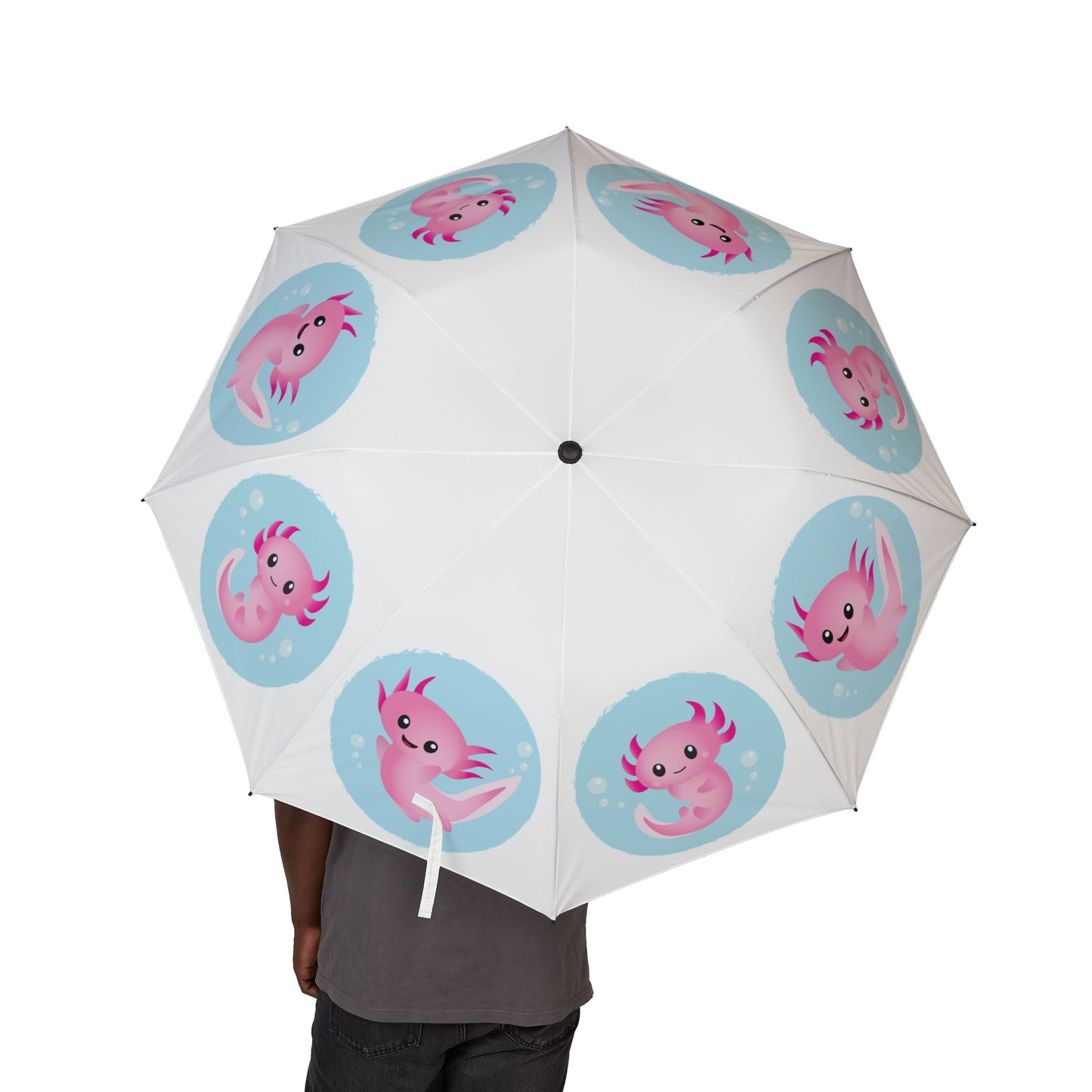 Axolotl Pink Blue Umbrella - Cute Windproof | Animal Gift