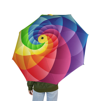 Metric Spiral Rainbow Pattern Umbrella | Semi-Automatic Windproof