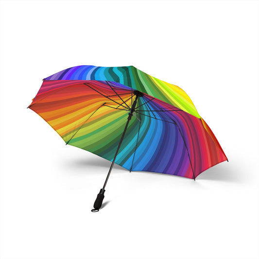 Rainbow Layers Pattern Umbrella | Semi-Automatic Windproof Travel