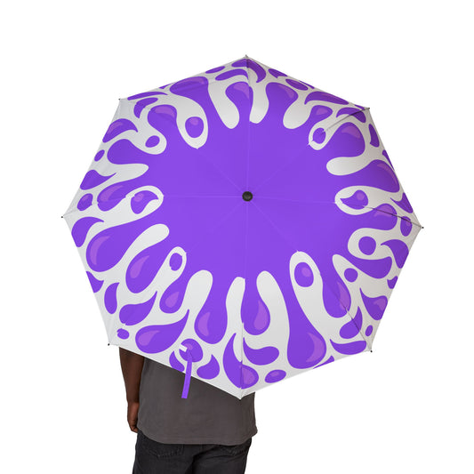 Splattered Purple Paint Pattern Umbrella – Semi-Automatic Rain Umbrella