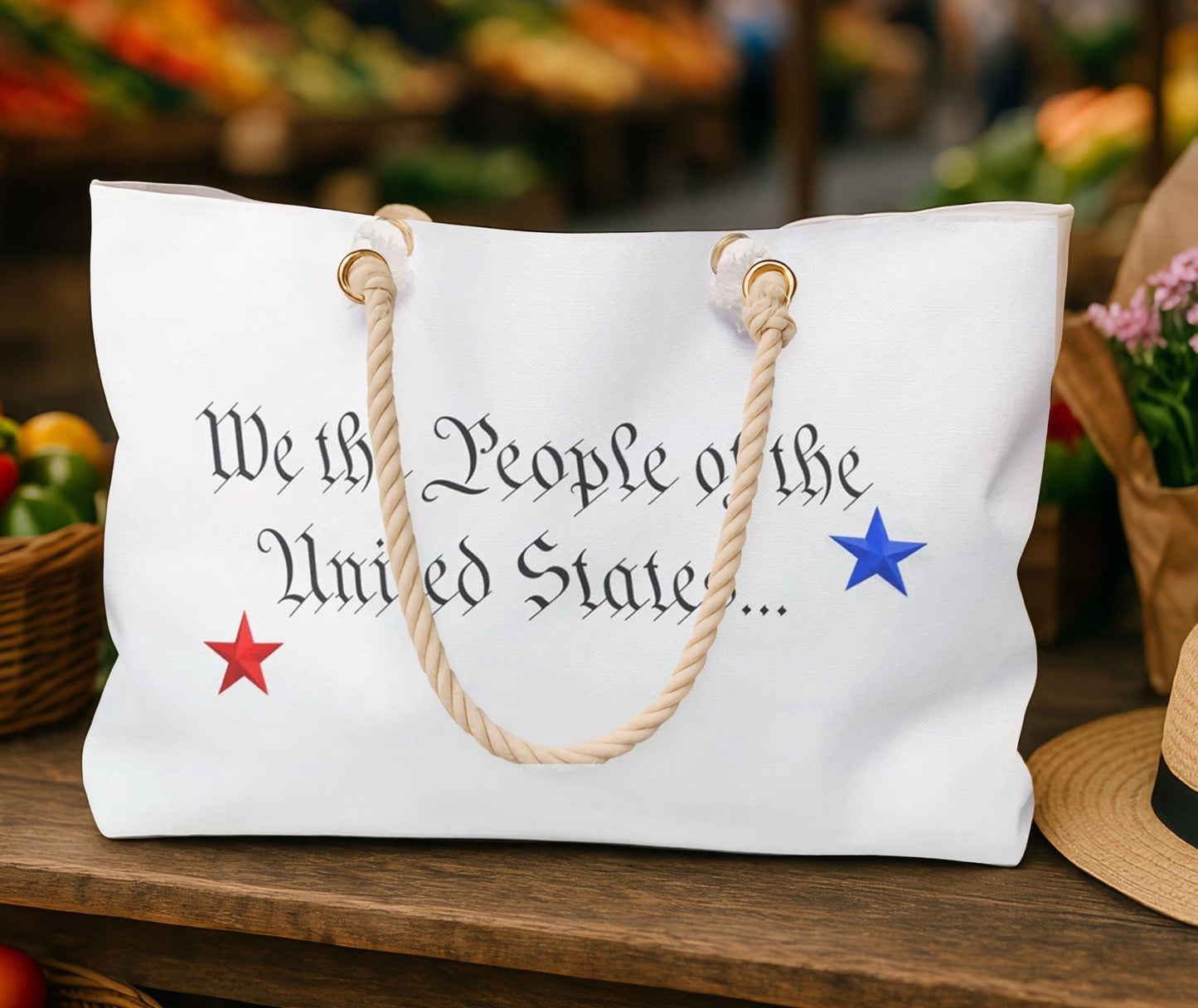 US Constitution Tote Bag - Large Weekender with Preamble