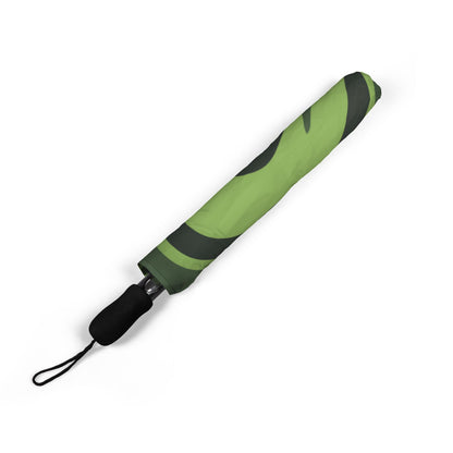 Super Hero Green Spiral Pattern Windproof Travel Umbrella – Semi-Automatic Compact Rain Umbrella