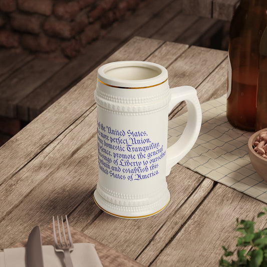 White ceramic mug with engraved text on a wooden table