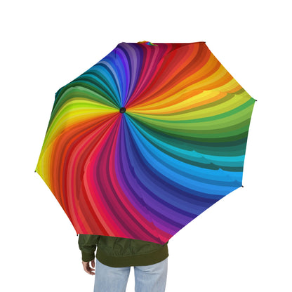Rainbow Layers Pattern Umbrella | Semi-Automatic Windproof Travel