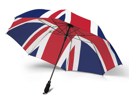 Umbrella with Union Jack design on a white background