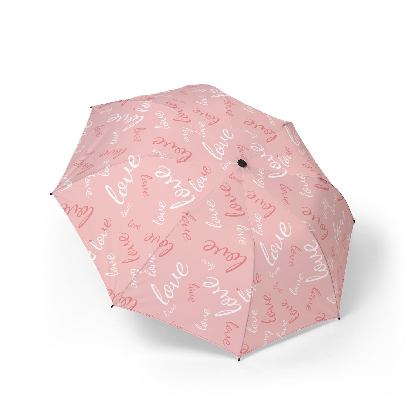 Pink Love Script Umbrella - Windproof Compact | Romantic Gift