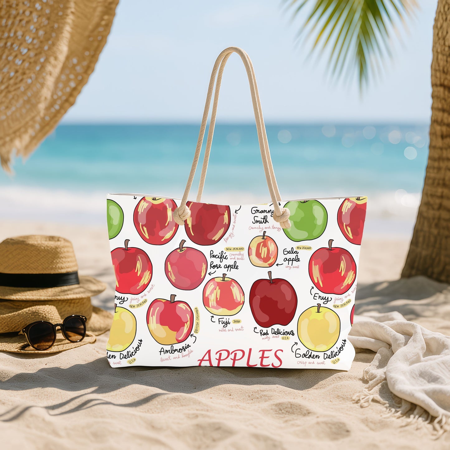 APPLE BASKET Tote Bag | Large Weekender for Farmers Markets