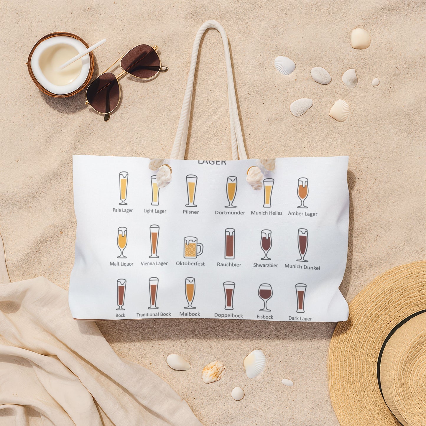 Beer Fest Weekender Tote Bag - Large Craft Beer Lover Travel Bag