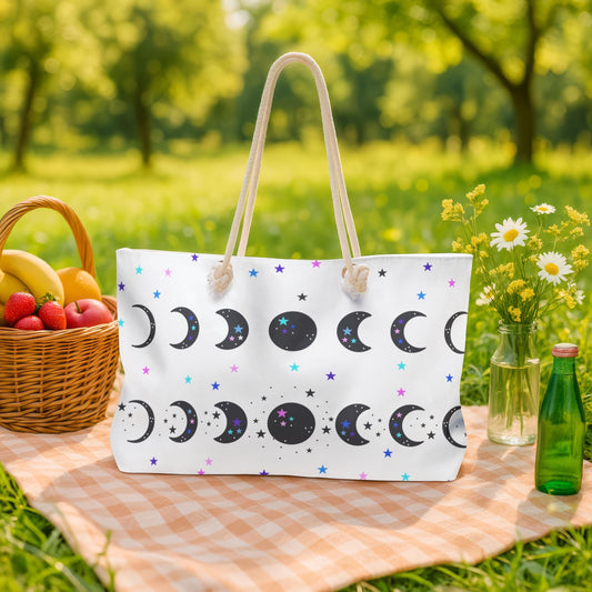 LUNAR ECLIPSE Tote Bag | Large Weekender with Moon Phases