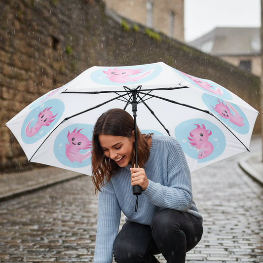Axolotl Pink Blue Umbrella
