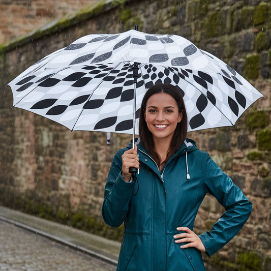 Black White Optical Spiral Umbrella