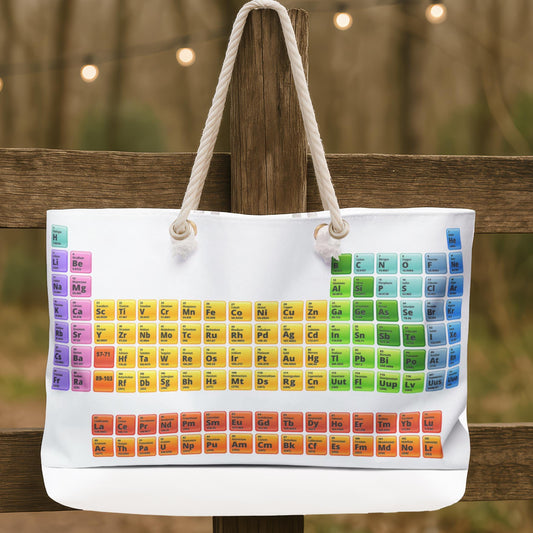 Chemistry Periodic Table on a tote bag for convenient use. 