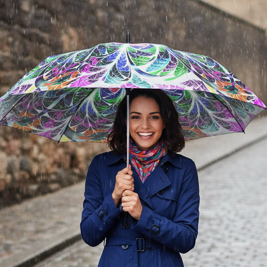 Green Purple Mandala Neon Flower Umbrella