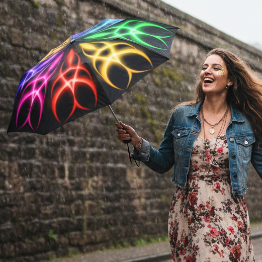 Neon Rainbow Flame Umbrella