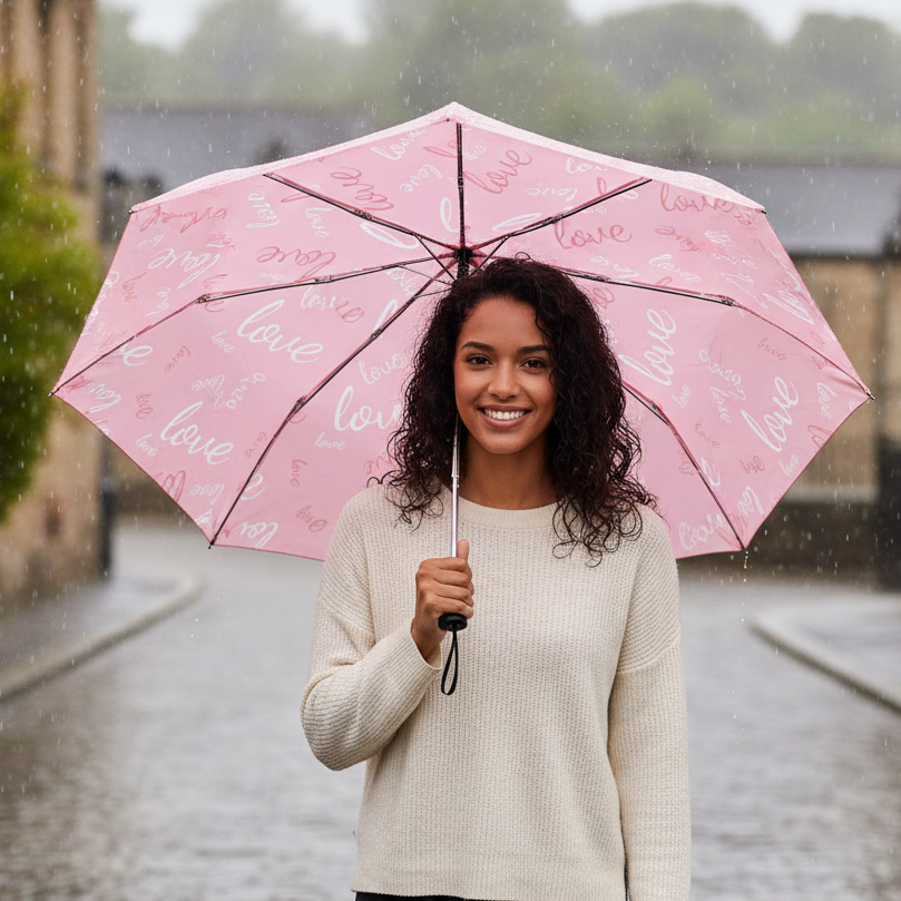 Pink Love Script Umbrella