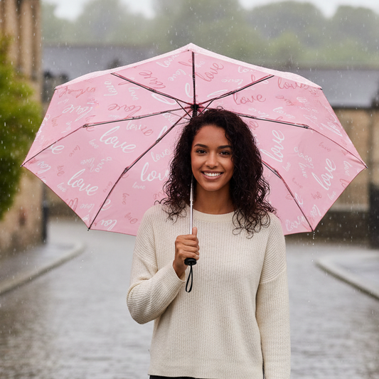 Pink Love Script Umbrella
