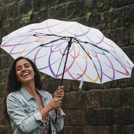 Rainbow Flower Petal Swirl Umbrella