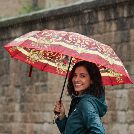 Red Gold Mandala Umbrella