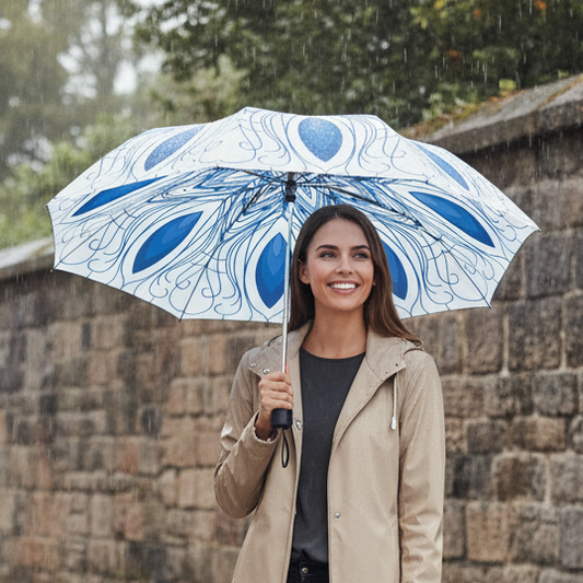 Regal Blue Flower Swirl Umbrella