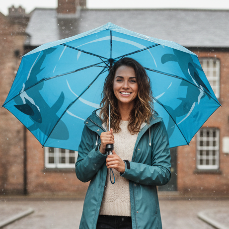 Swimming Sharks Umbrella - Rainy Cobblestone