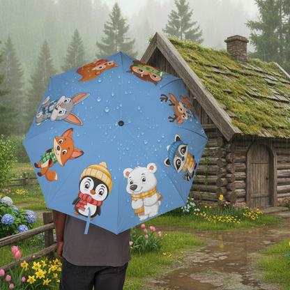 Woodland Animals Umbrella - Cottage Scene